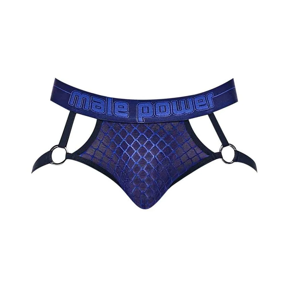 Male Power Diamond Mesh Jock Ring Nav