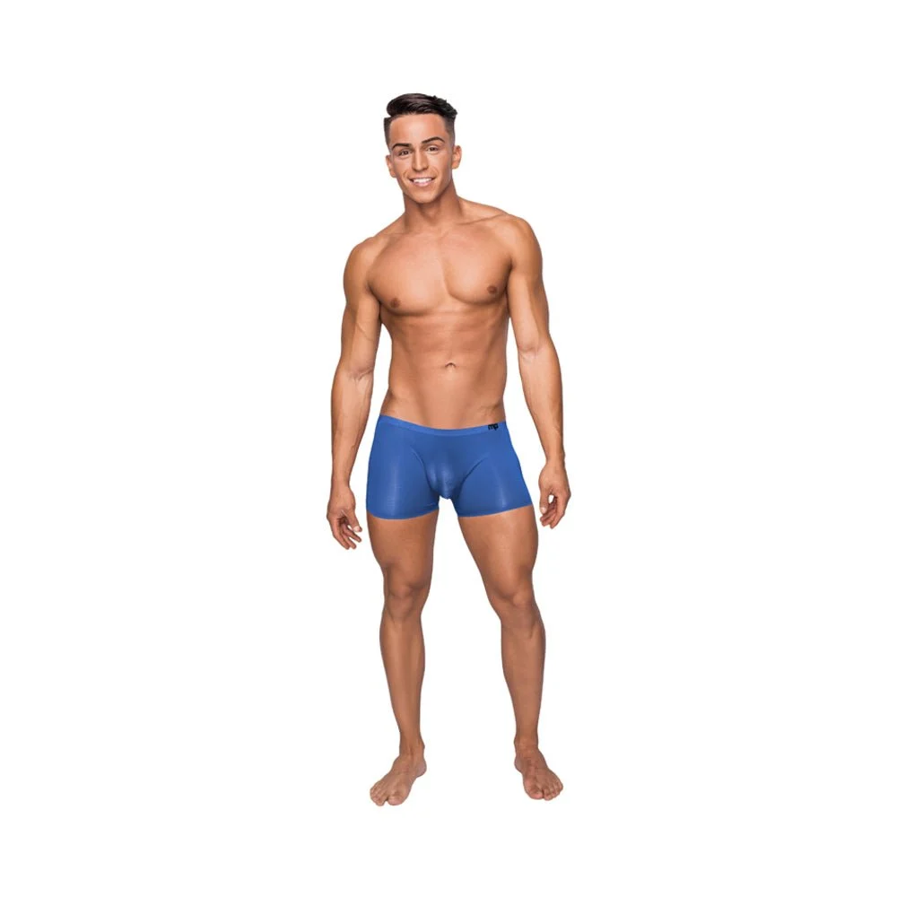 Male Power Seamless Sleek Short W. Sheer Pouch Blue