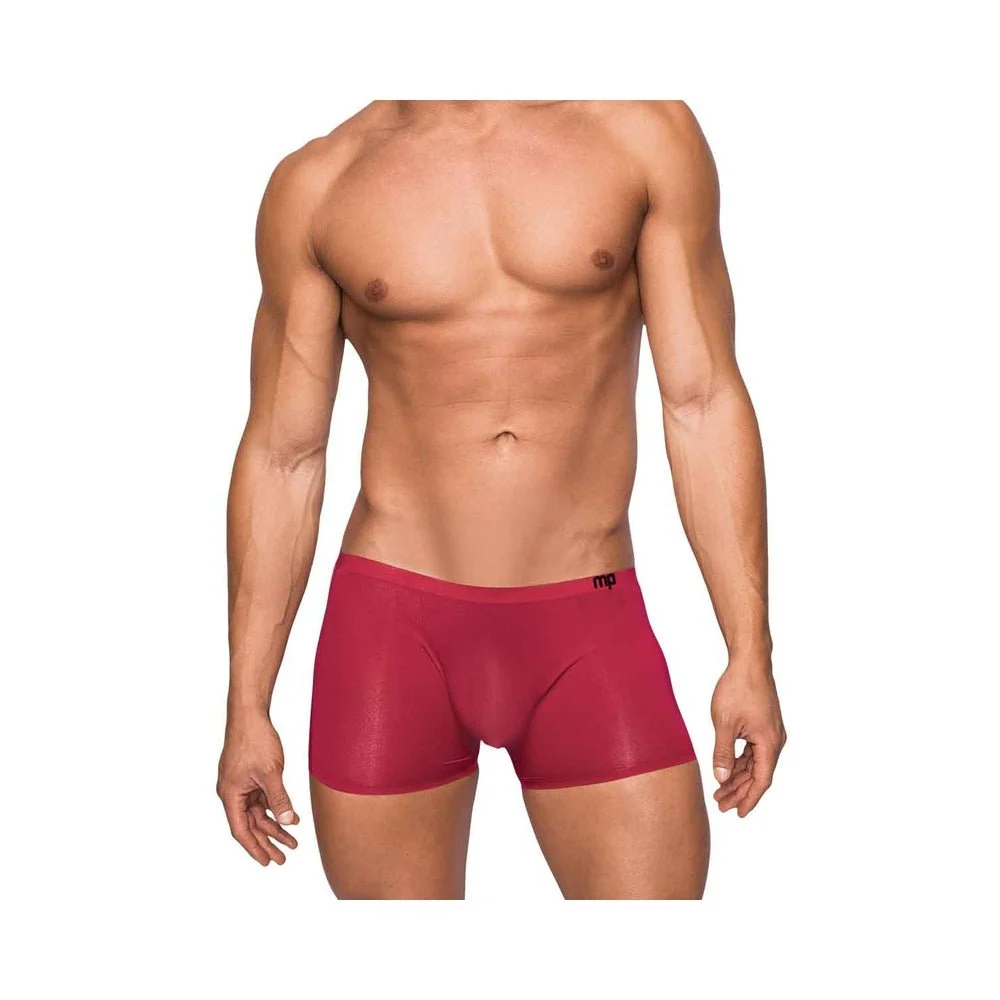Male Power Seamless Sleek Sleek Short W/sheer Pouch Wine