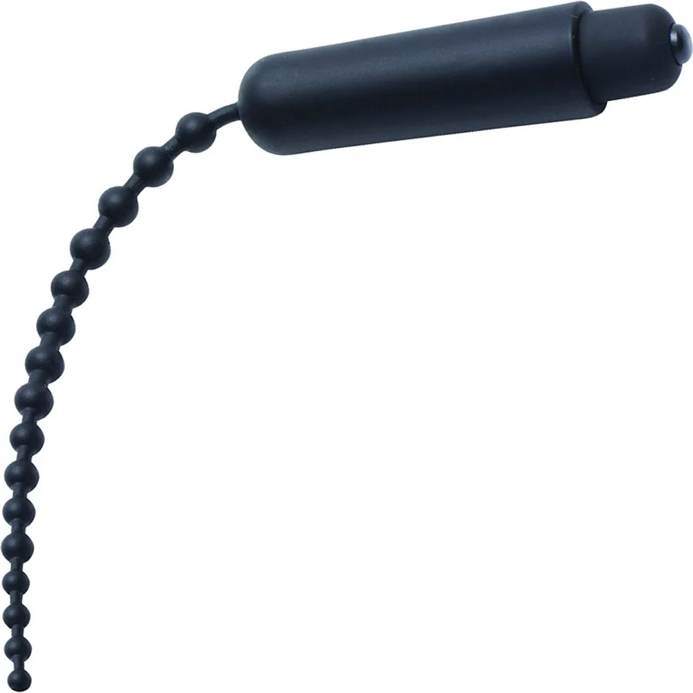 Master Series Dark Rod Vibrating Beaded Silicone Sound, 9.5", Black