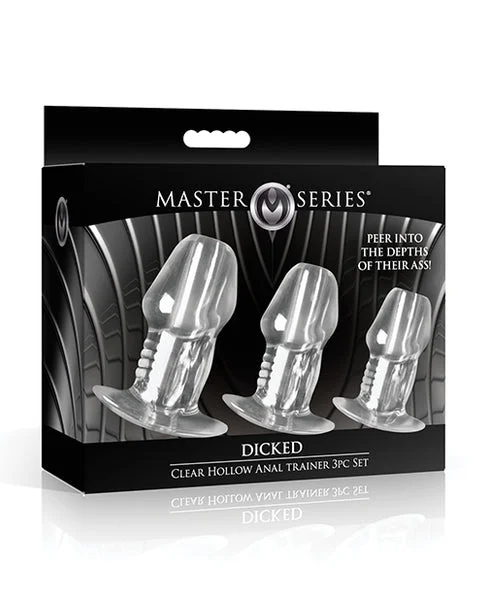 Master Series - Dicked Clear Hollow Anal Plug 3 Pc Set
