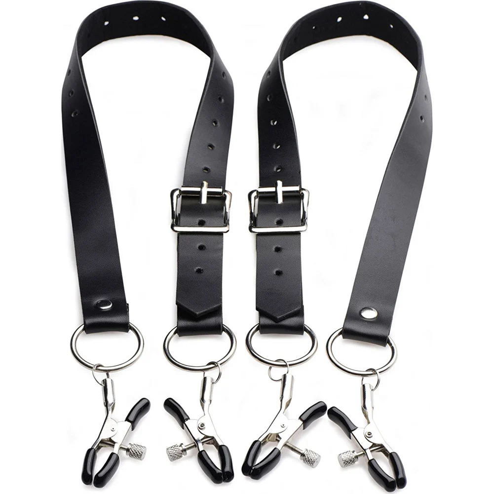 Master Series Spread Labia Spreader Straps with Adjustable Clamps, Black