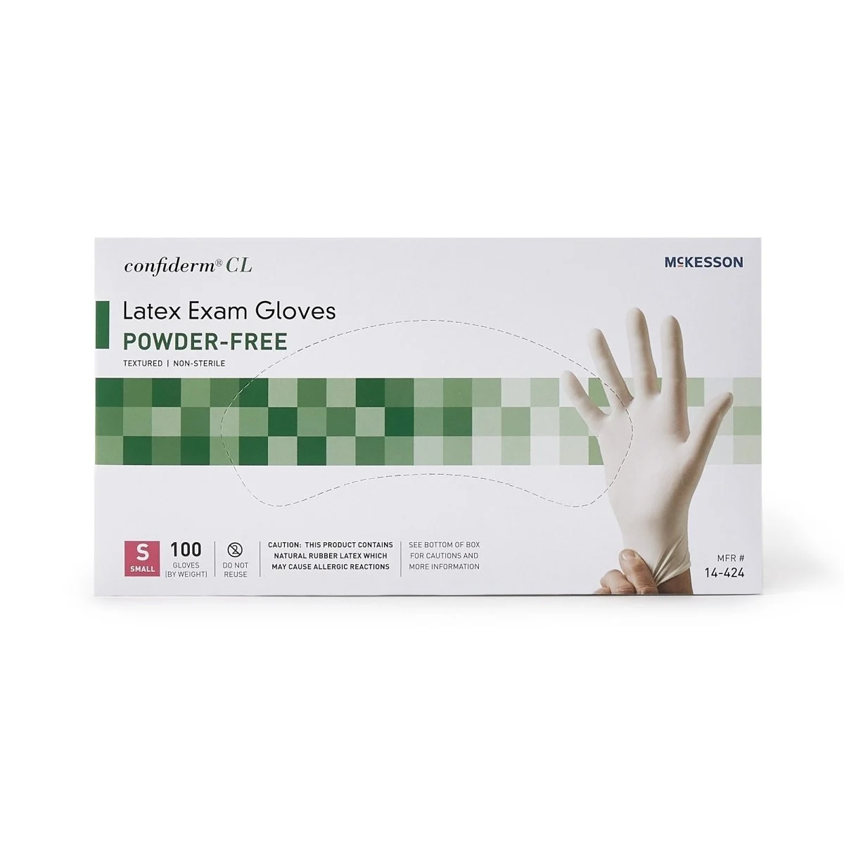 McKesson Confiderm NonSterile Latex Standard Cuff Length Textured Fingertips Ivory Exam Gloves