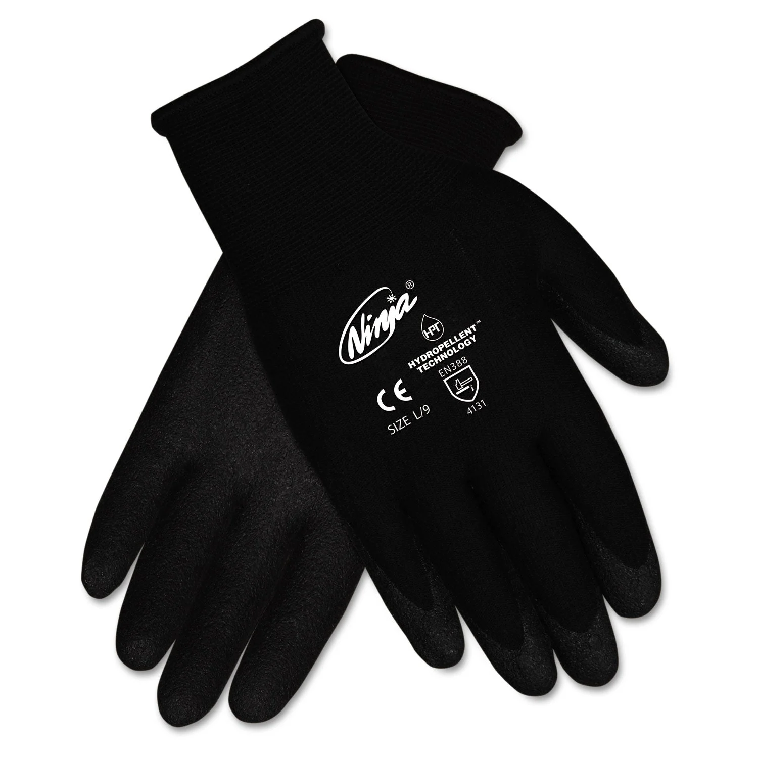 MCR Ninja HPT PVC Coated Nylon Gloves, Medium, Black, 12 Pair/Box