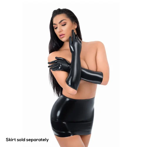 Me You Us Black Latex Fetishwear Long Gloves