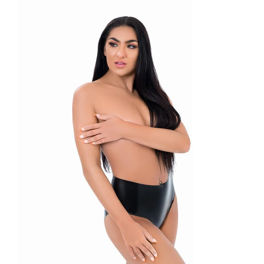 Me You Us Latex Crotchless Panties Black