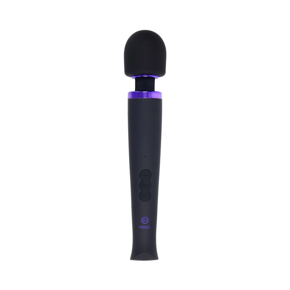 Merci Rechargeable Power Wand Ultra-powerful Silicone Wand Massager Black Violet