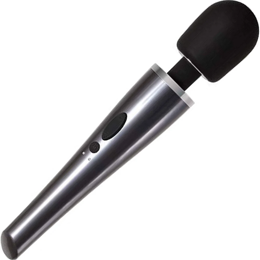 Mighty Metallic Wand Rechargeable Massager, 12", Silver/Black