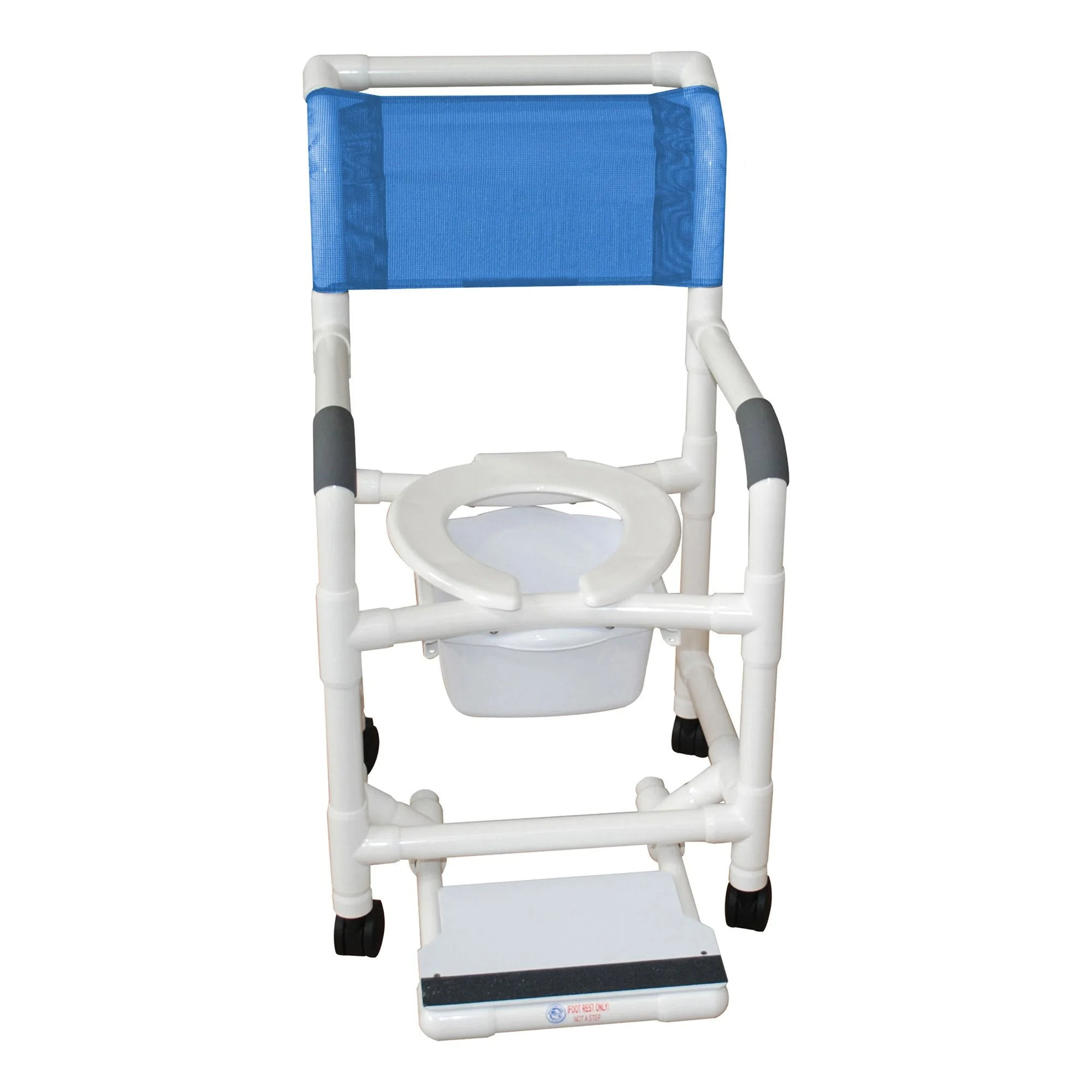MJM International 118-3TW-SF-SQ-PAIL Shower Chair Open Front Seat, SlidingFootrest, 10 Qt Slide Out Commode Pail, 300 lbs Weight Capacity