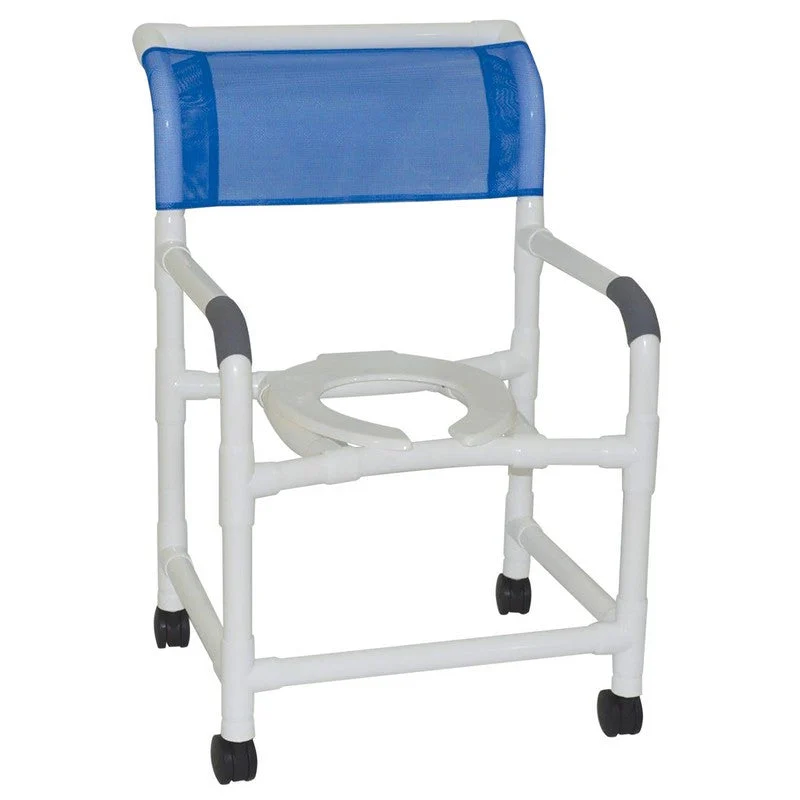 MJM International 122-3TW Wide Shower Chair 22" Internal Width, Open Front Seat, 3" Twin Casters,375 Lbs Weight Capacity