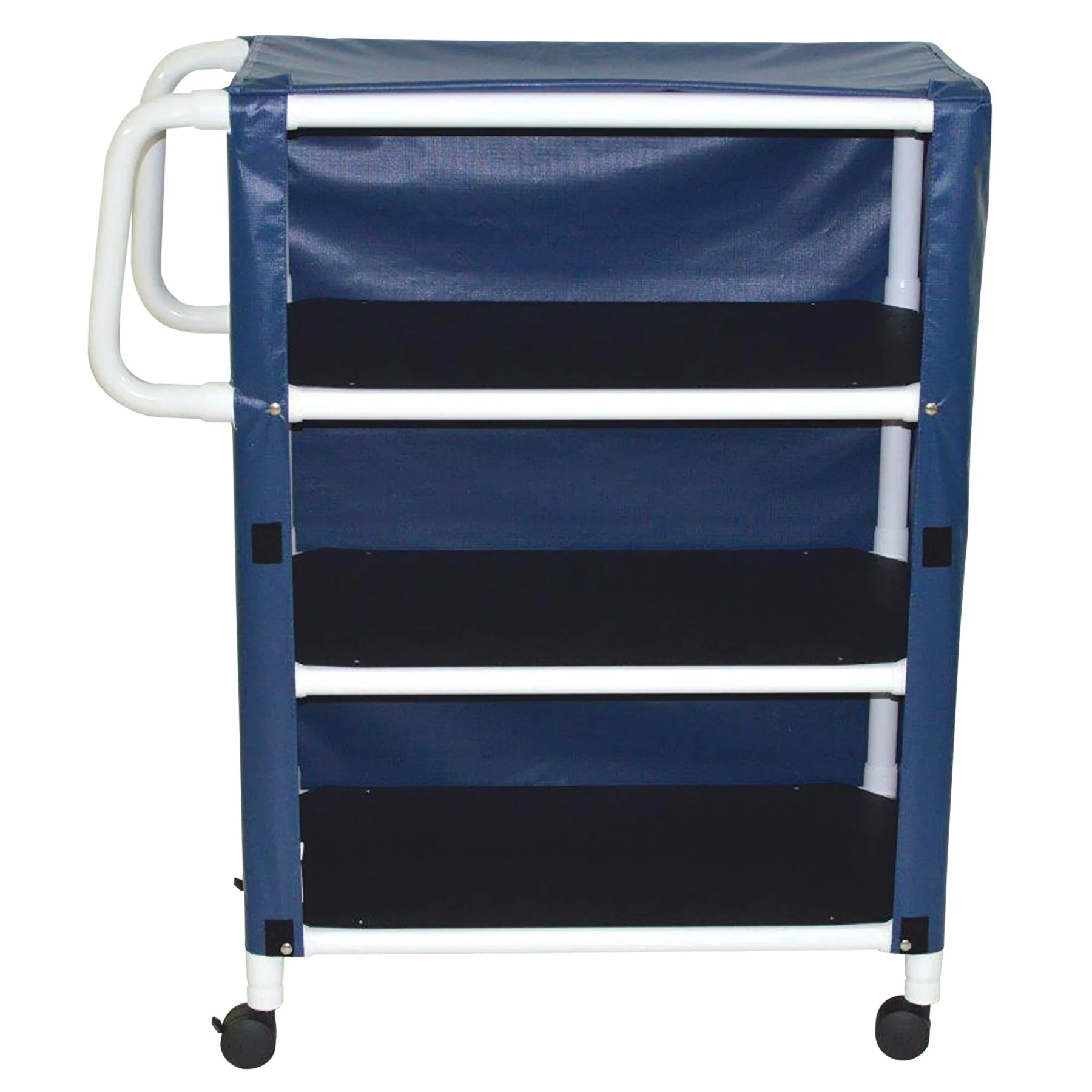 MJM International 332-3C 3-shelf utility / linen cart with mesh or solid vinyl cover, shelf size: 20" x 32", 100 lbs per shelf