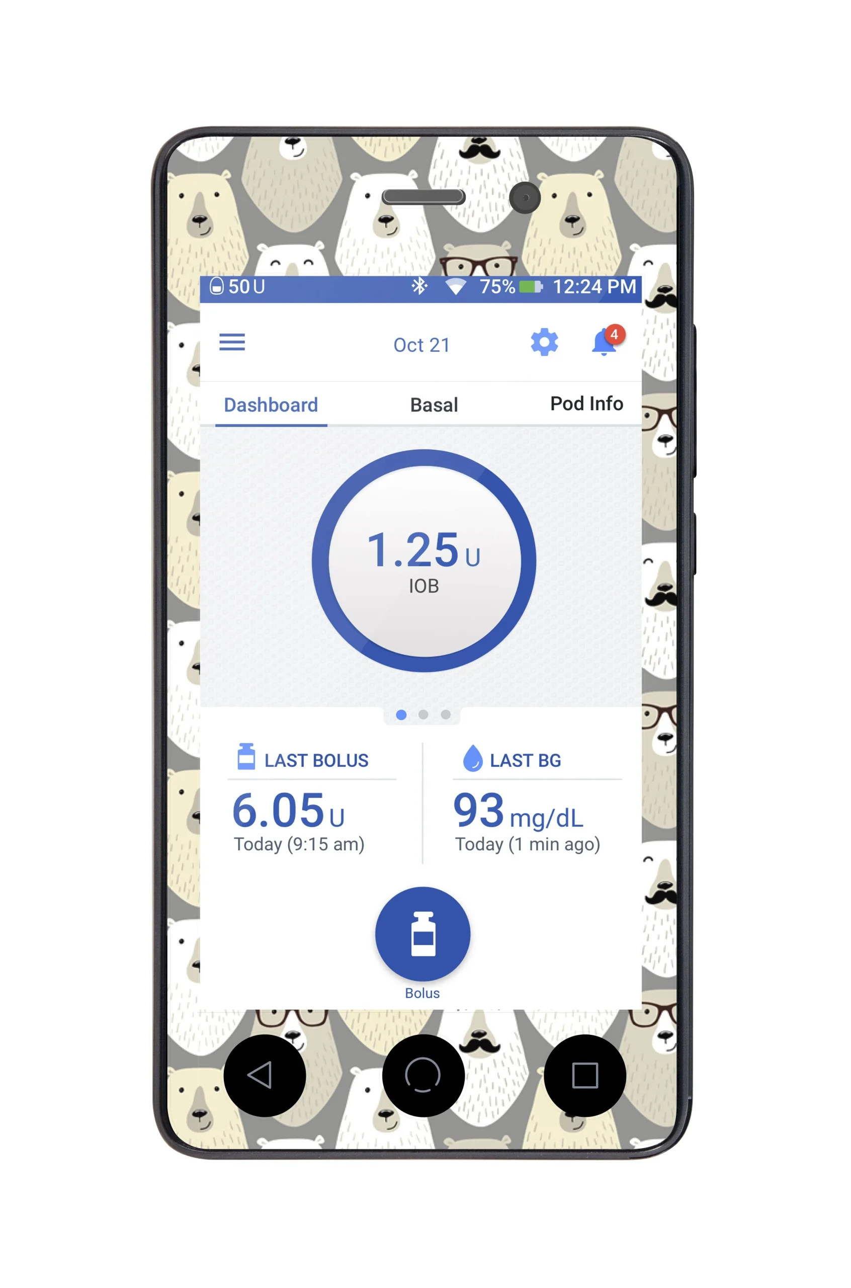 Mr. Bear Sticker for Omnipod DASH PDM – Pump Peelz