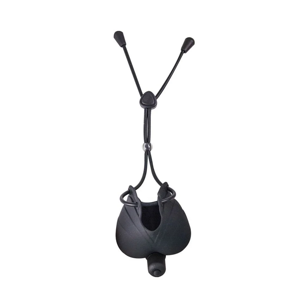 My Cock Ring Vibrating Scrotum Pouch & Cinch With Bullet Silicone Waterproof Black