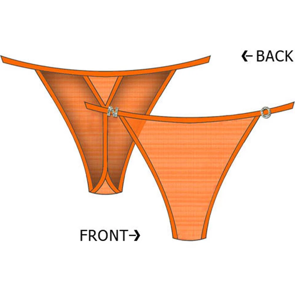 N.O. Charm String Side Thong, Medium, Orange