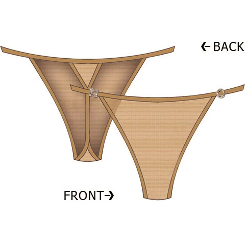N.O. Charm String Side Thong, Medium, Tan