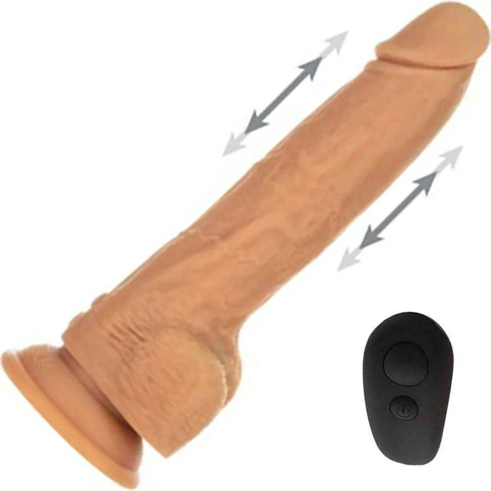 Naked Addiction Thrusting Dong with Remote Control, 9", Caramel
