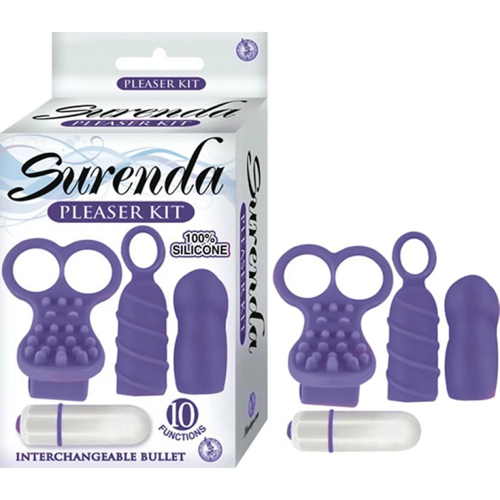 Nasstoys Surenda Pleaser Kit with Silicone Sleeves, 2.25", Purple