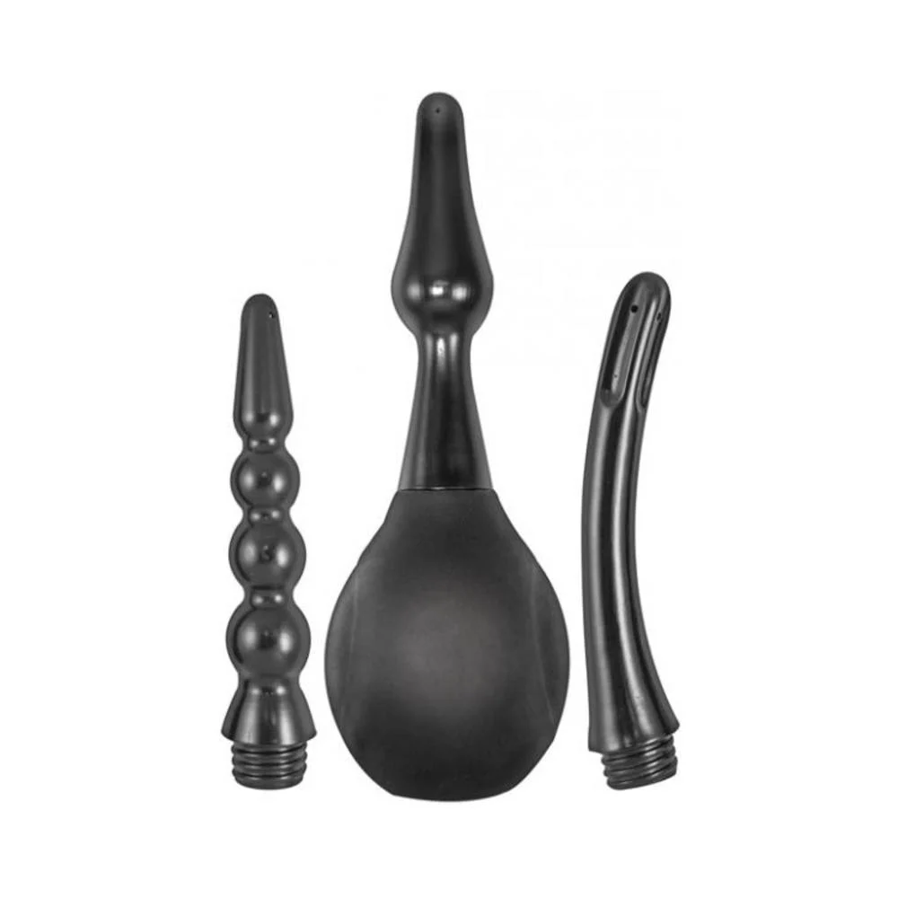 Nasstoys The Ultra Douche 3 Interchangeable Attachments Plug, Smooth, Beaded Black