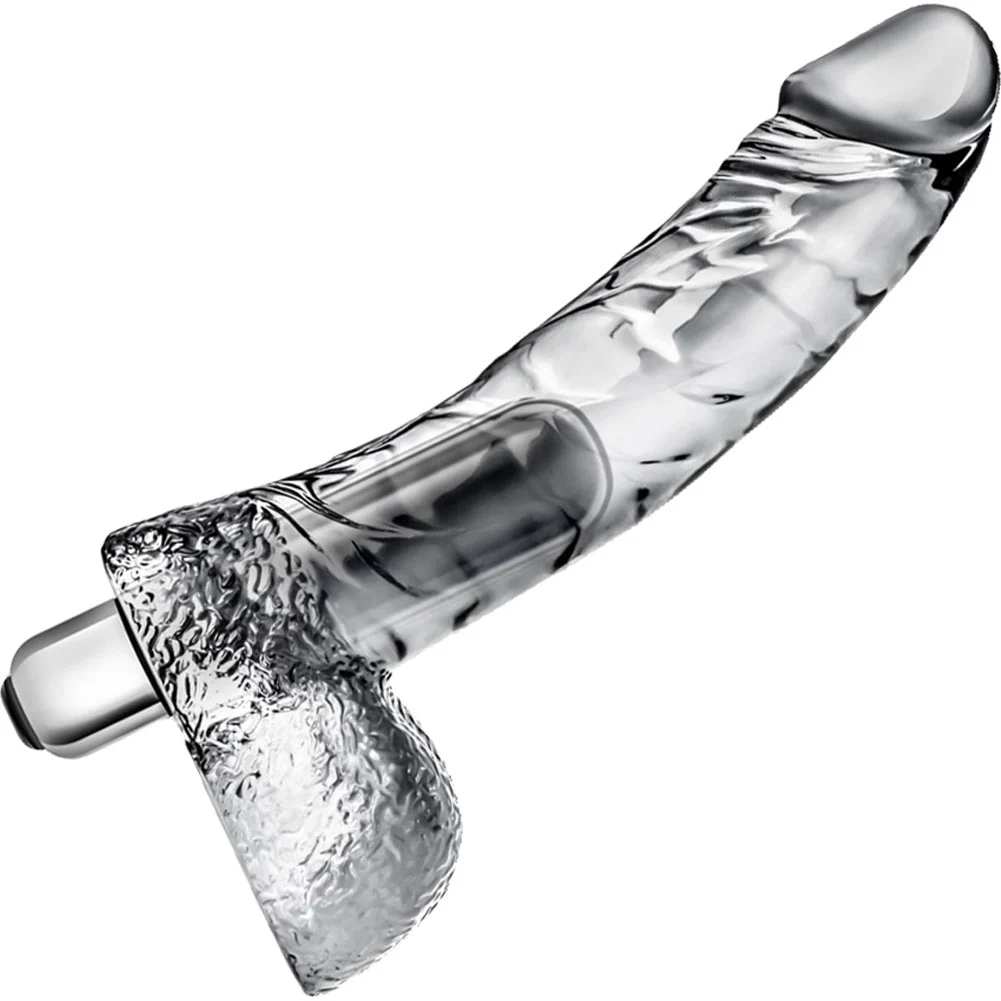 Naturally Yours Ding Dong Vibrating Jelly Dildo with Balls, 5.5", Clear