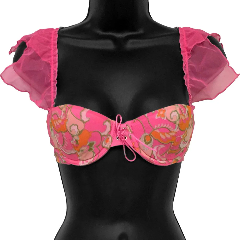 Necessary Objects Cabana Baby Convertible Underwire Bra, 36B, Retro Print