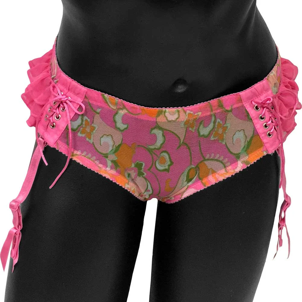 Necessary Objects Cabana Baby Gartered Hipster, Medium, Pink