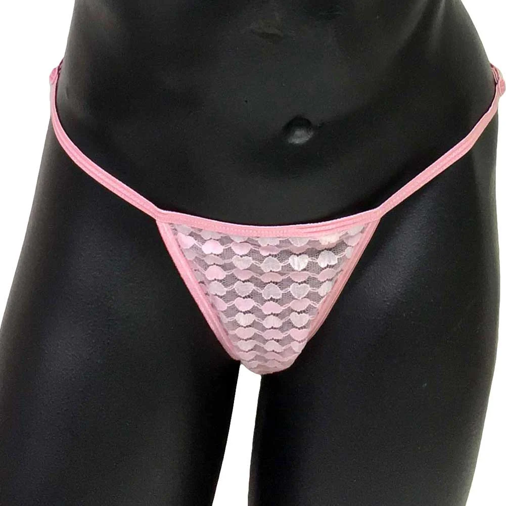 Necessary Objects Queen Of Hearts Jewel Back Thong, One Size, Pink
