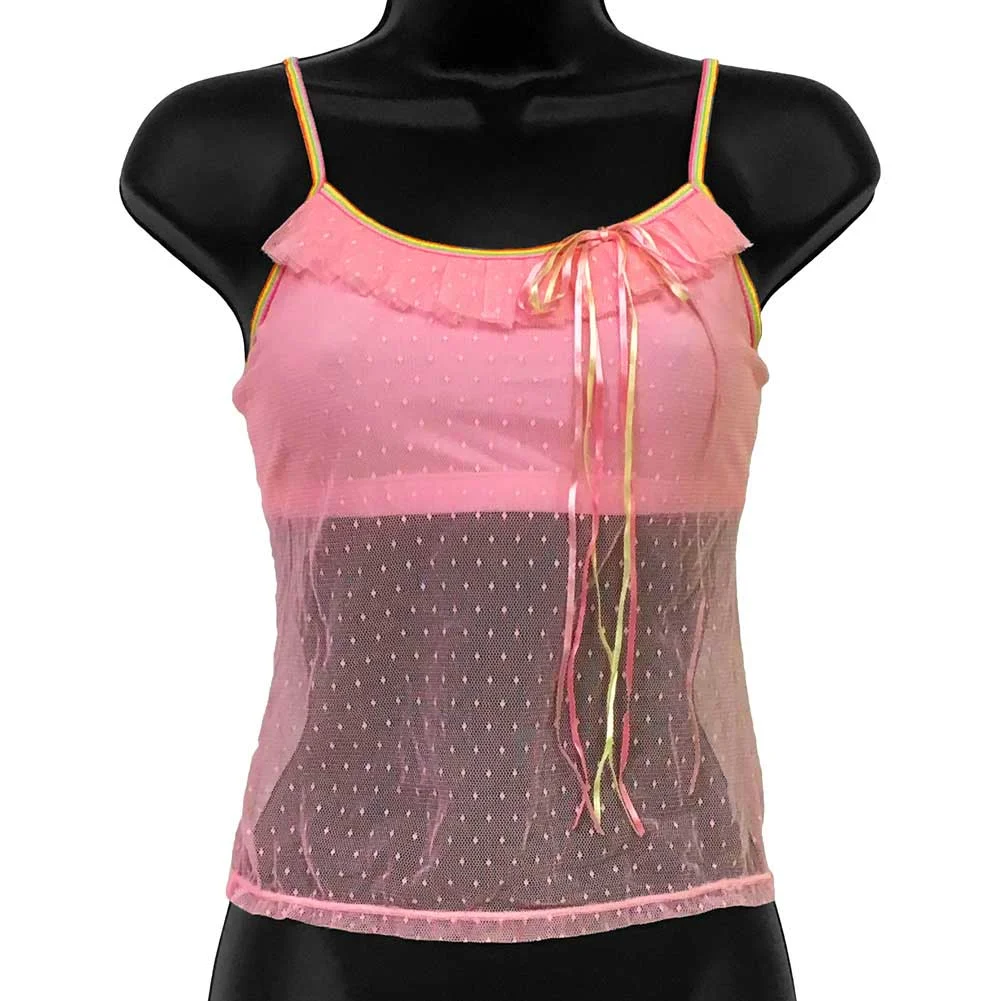 Necessary Objects Rainbow Bright Built in Bra Cami, Large, Pink