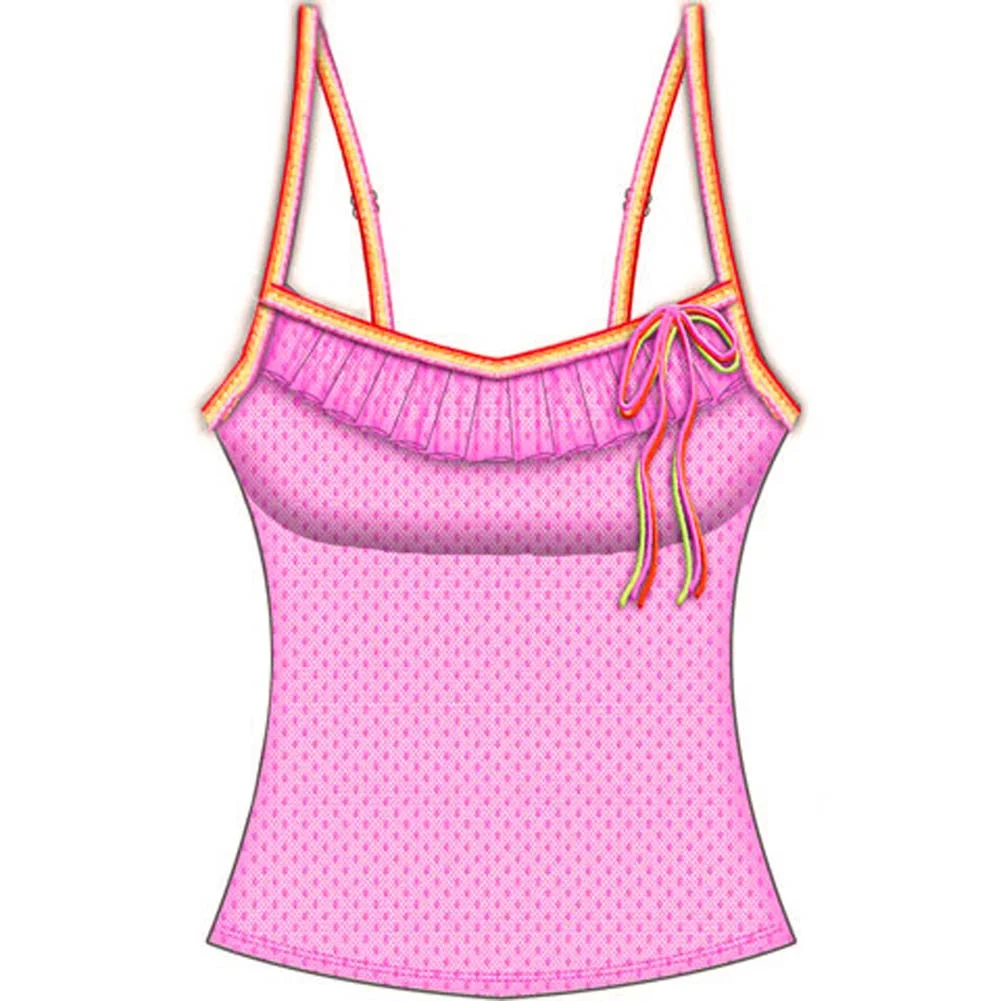 Necessary Objects Rainbow Bright Built in Bra Cami, Small, Fuchsia