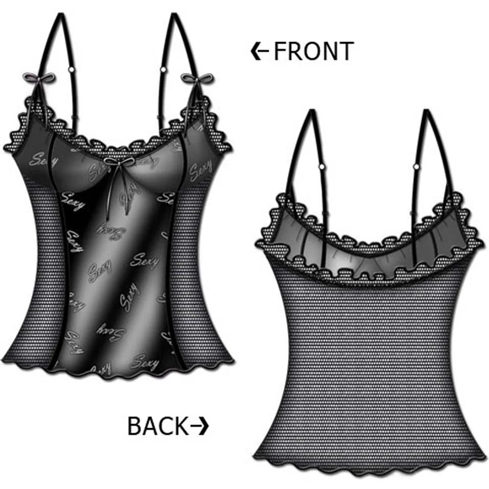 Necessary Objects Sexy Lady Shaped Cup Cami, Medium, Black