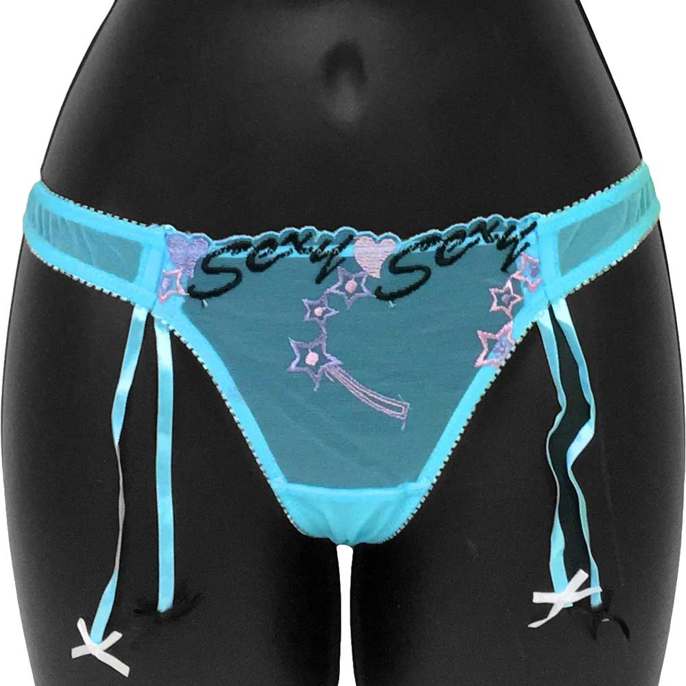 Necessary Objects Sexy Sadie Bow Ties Thong Panty, Large, Blue