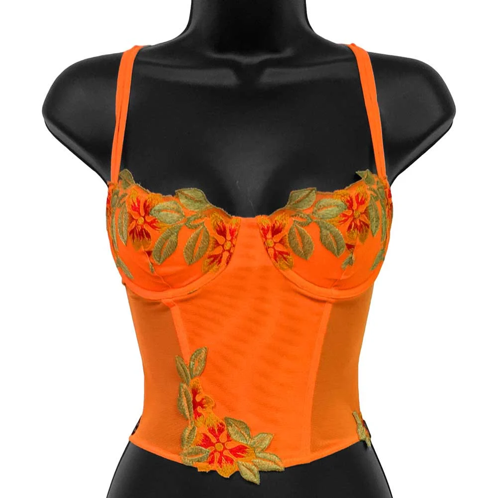 Necessary Objects Wildflower Boned Princess Line Corset, 36B, Orange