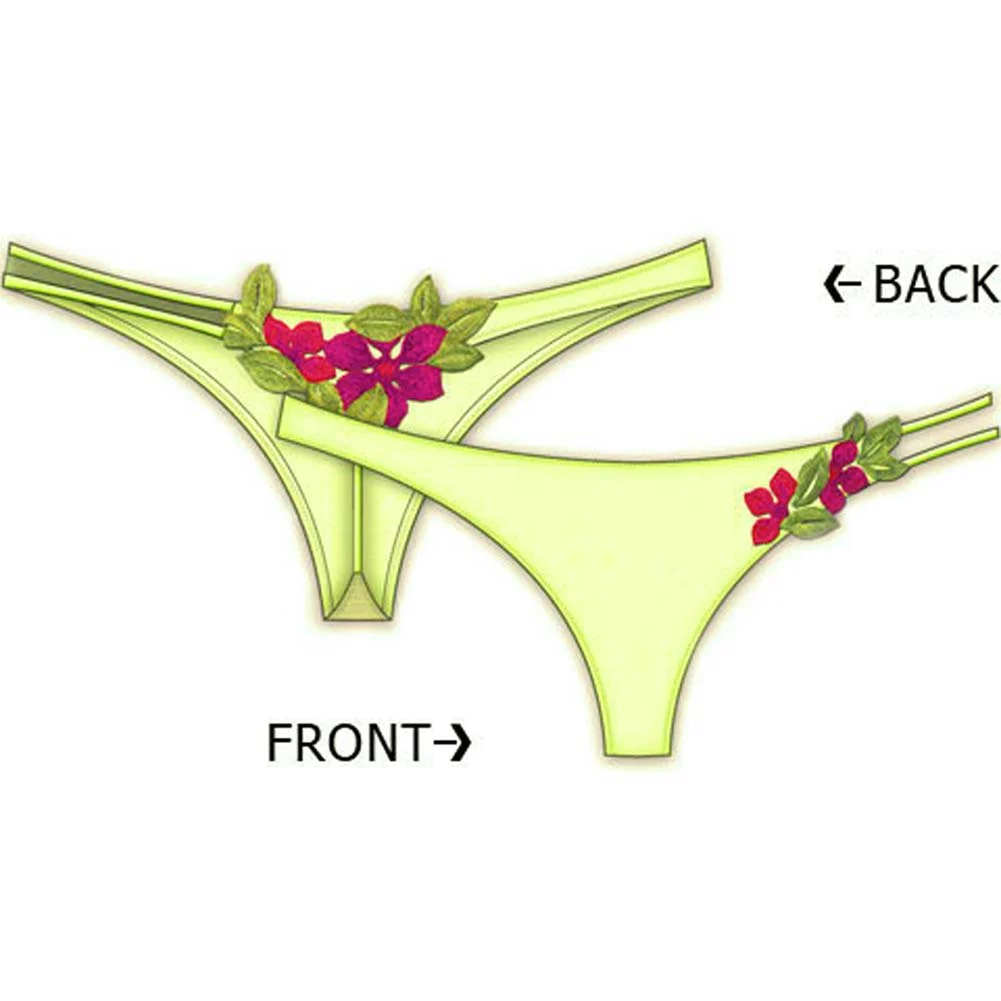 Necessary Objects Wildflower Low Rise Thong, Large, Lime