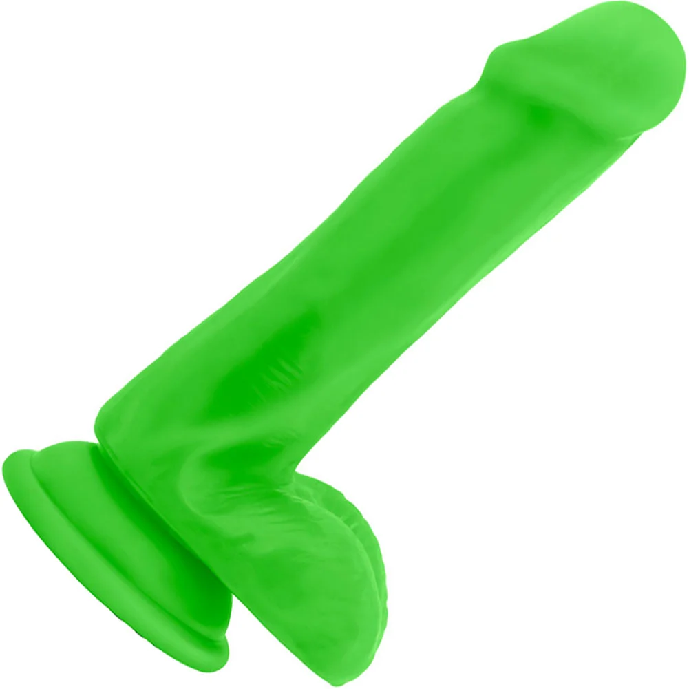Neo Elite Dual Density Realistic Silicone Dildo, 6", Neon Green