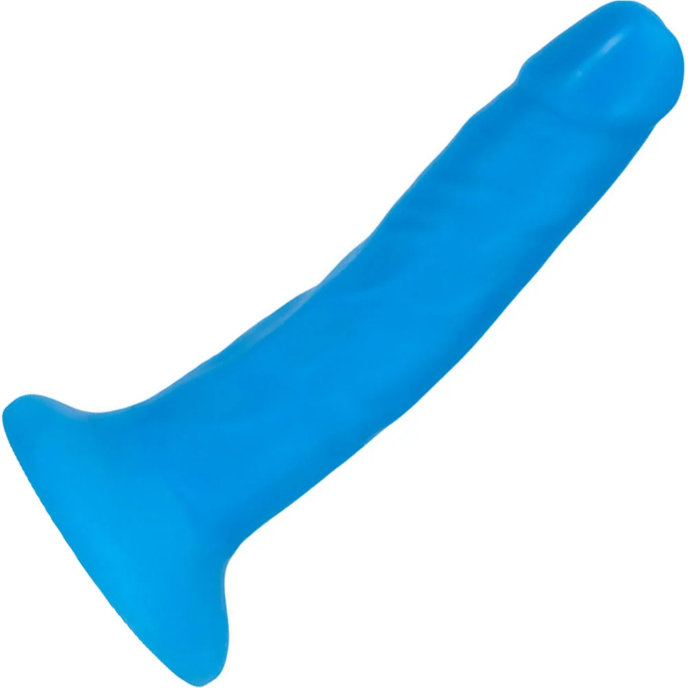 Neo Elite Dual Density Tapered Silicone Dildo, 6", Neon Blue