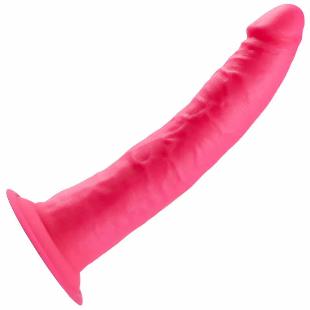 Neo Elite Dual Density Tapered Silicone Dildo, 7.5", Neon Pink