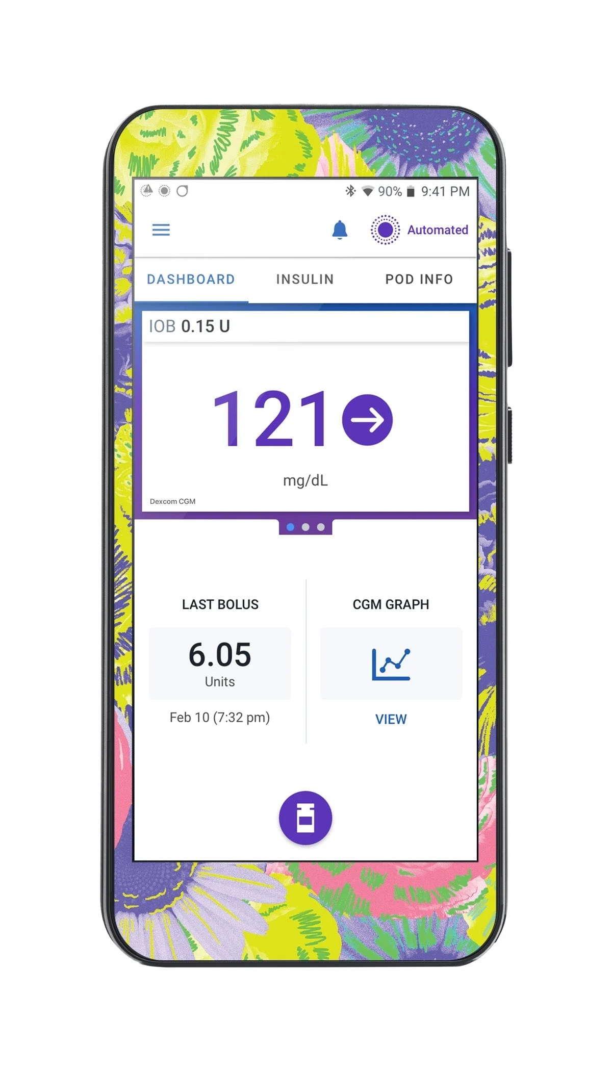 Neon Floral Sticker for Omnipod 5 Controller – Pump Peelz