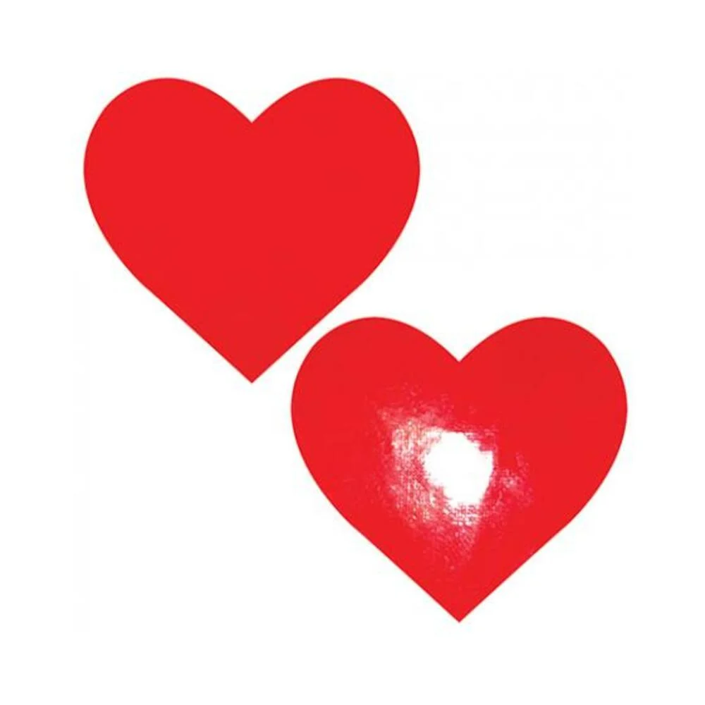 Neva Nude Vixen Queen Status Wet Vinyl Heart Pasties - Red Qn