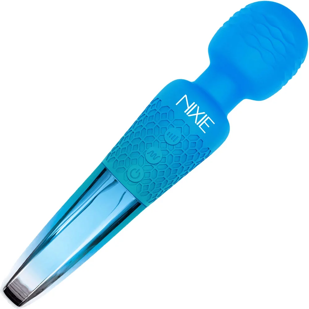 Nixie Rechargeable Wand Massager, 7.87", Blue Ombre Metallic