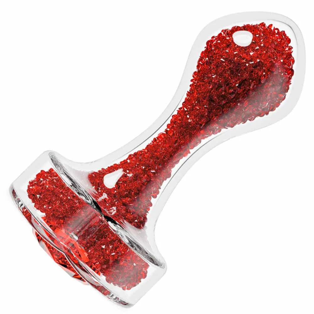 Oh My Gem Prestige Jeweled Glass Anal Plug, 3.25", Ruby
