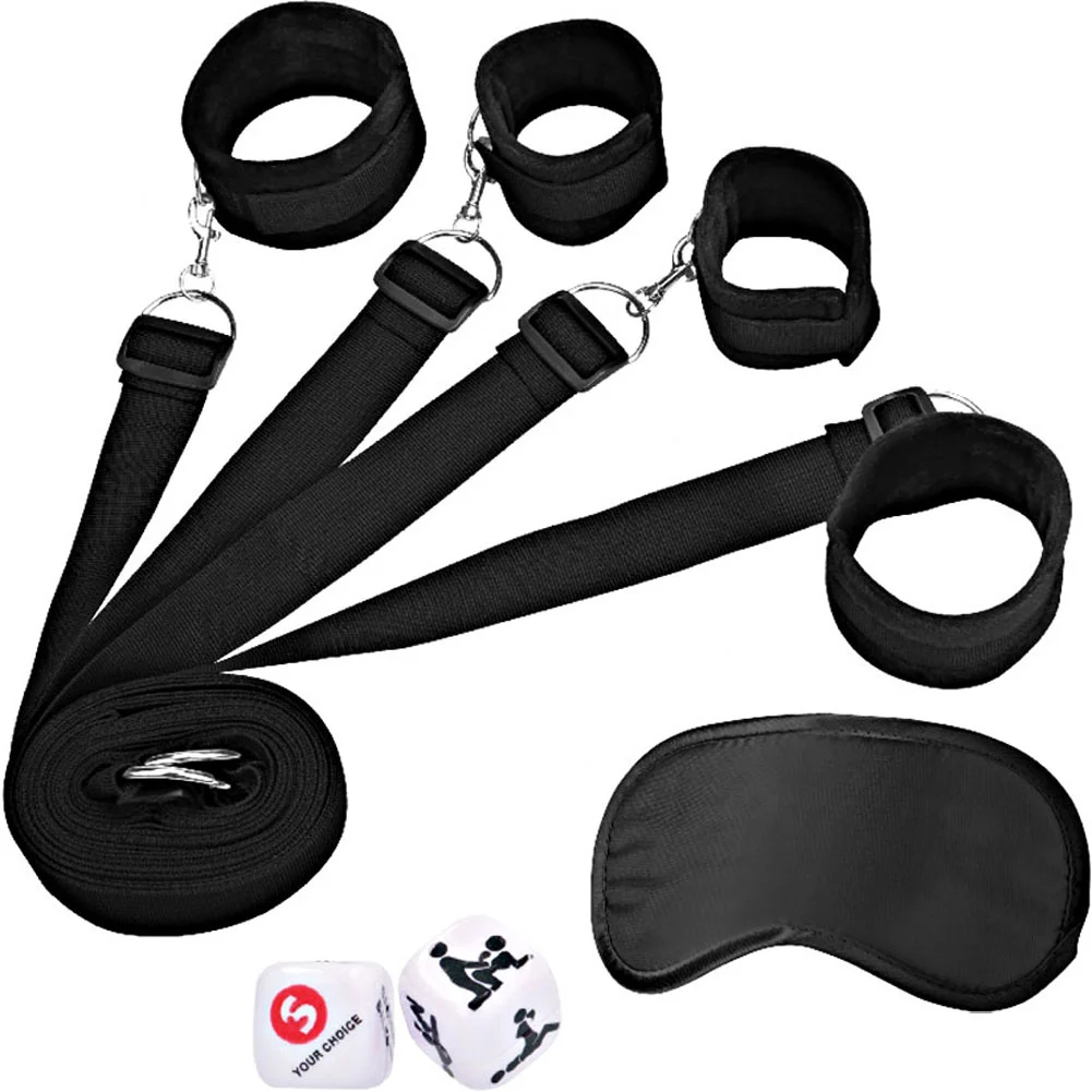 Ouch Black & White Bed Bindings Restraint System, Black
