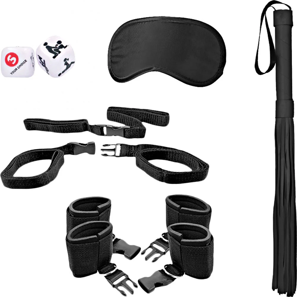 Ouch Black & White Bed Post Bindings Restraint Kit, Black