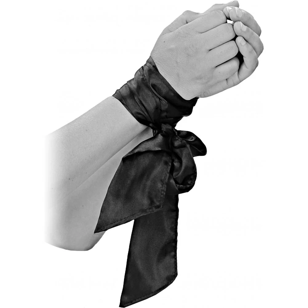 Ouch Black & White Bondage Silky Ribbon, Black