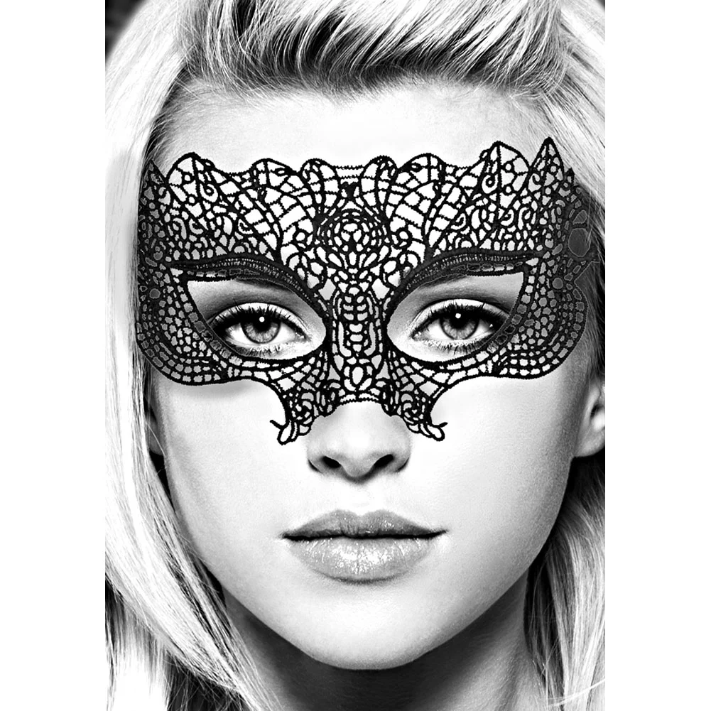 Ouch Black & White Princess Lace Eye Mask, Black