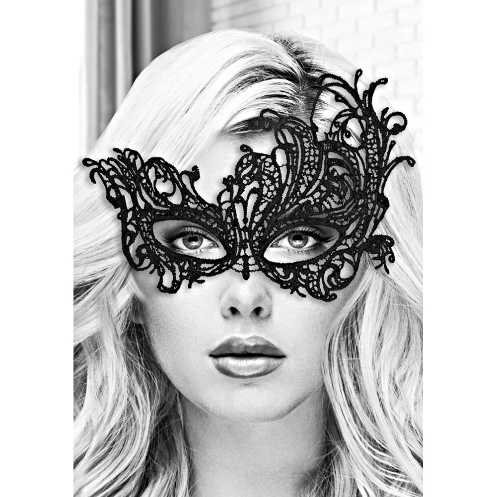 Ouch Black & White Royal Lace Eye Mask, Black