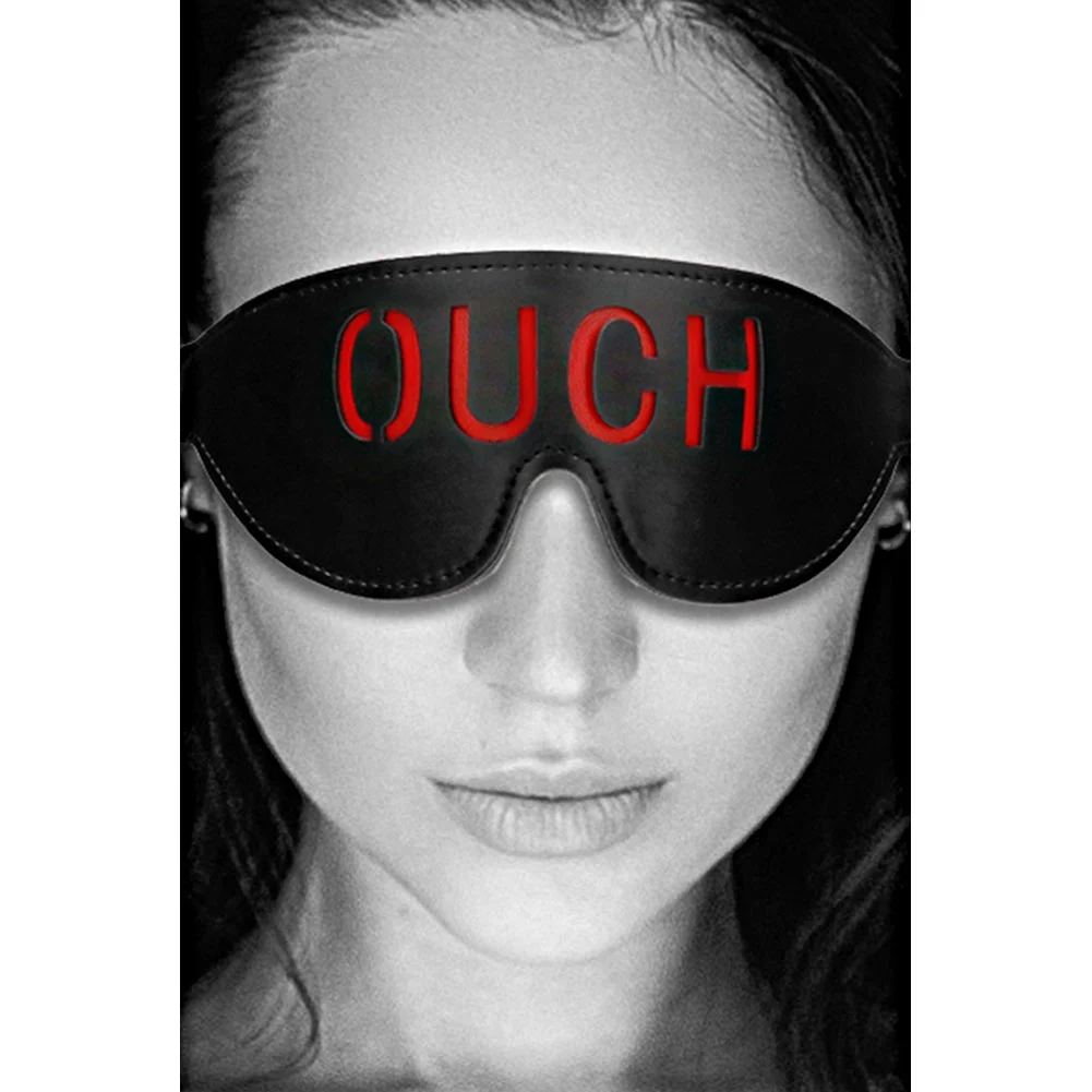Ouch Bonded Leather Eye Mask with Elastic Straps, Black, OUCH