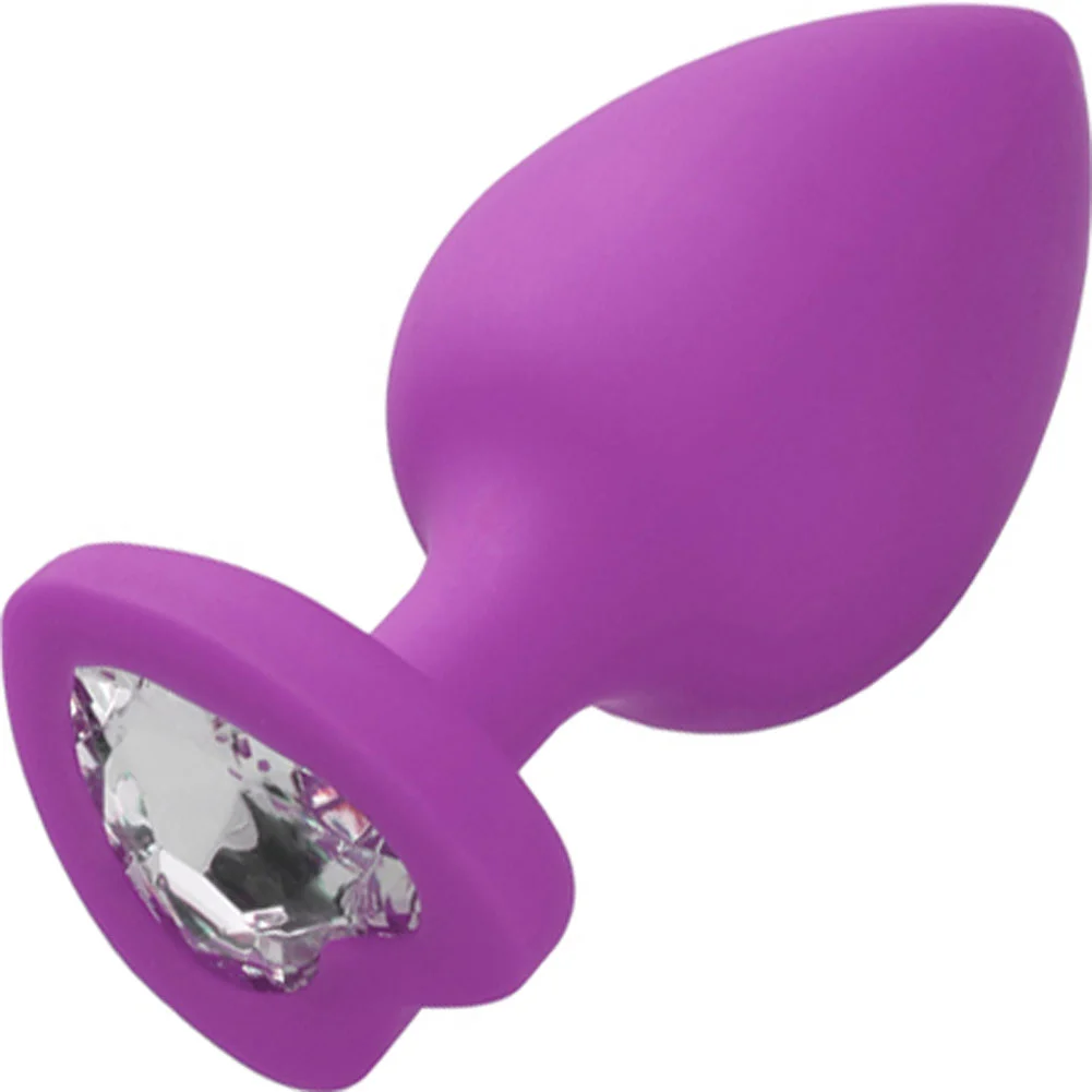 Ouch Diamond Heart Butt Plug, 3.75", Purple