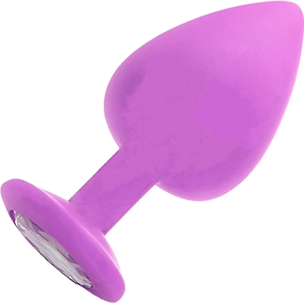 Ouch Extra Large Diamond Silicone Butt Plug, 3.75", Purple