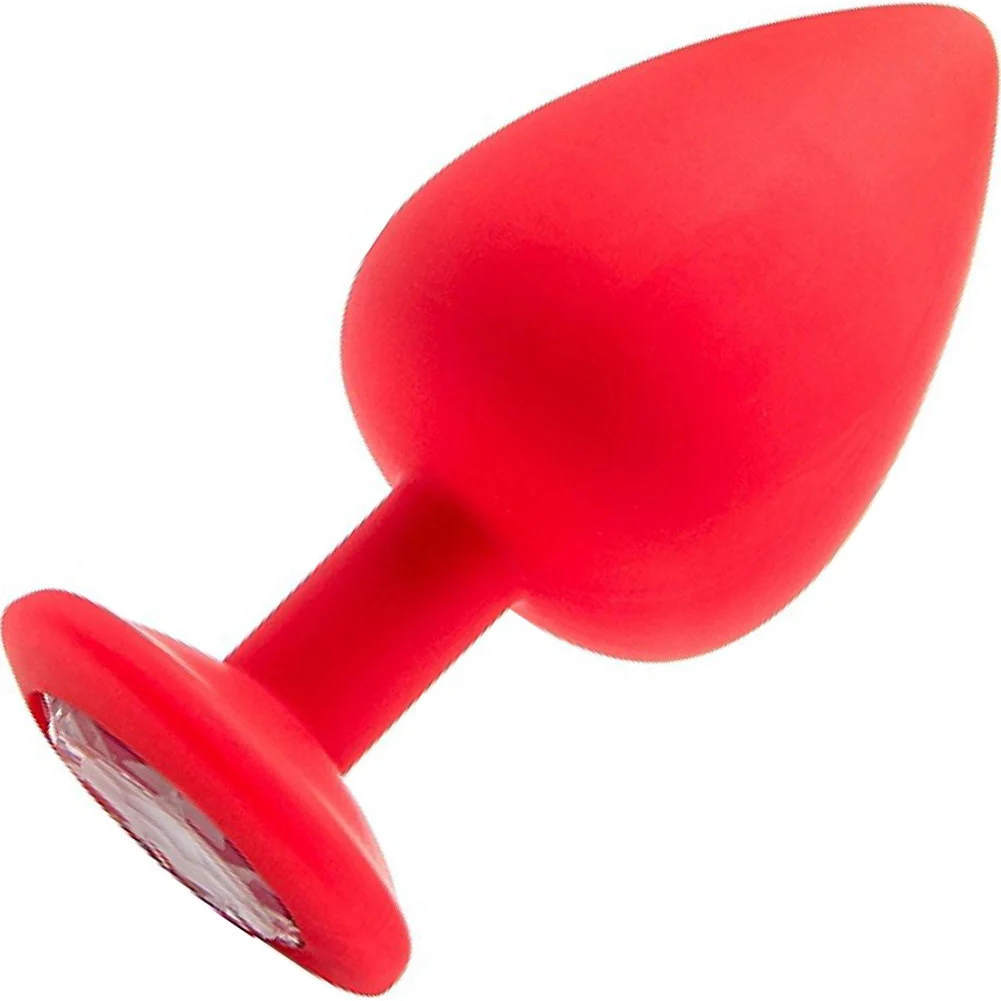 Ouch Extra Large Diamond Silicone Butt Plug, 3.75", Red