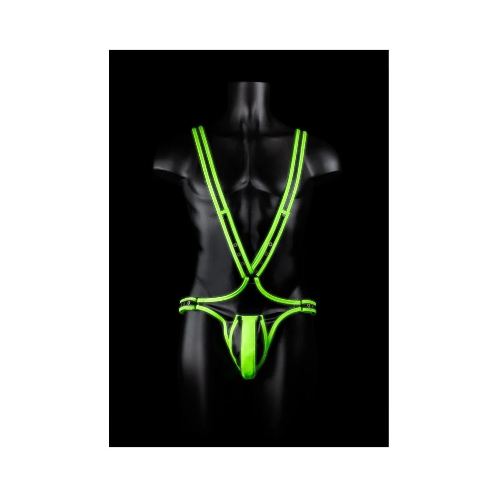 Ouch! Glow Full Body Harness - Glow In The Dark - Green