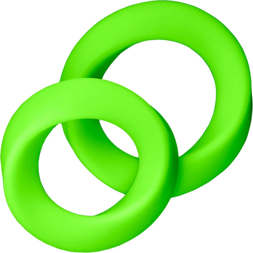Ouch Glow in the Dark 2-Piece Silicone Penis Ring Set, Neon Green
